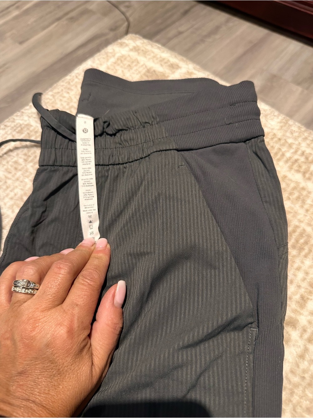 Lululemon Ribbed Drawstring Joggers in Charcoal